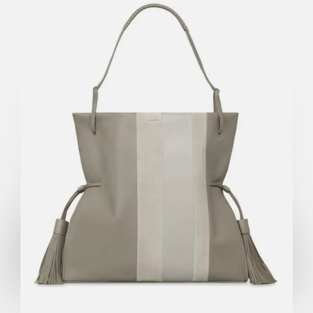 All Saints Gray and Cream Hobo Bag